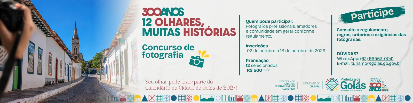 EDITAL DE CHAMAMENTO PÚBLICO PARA PREMIAÇÃO CULTURAL Nº 01/2026 – “300 ANOS, 12 OLHARES, MUITAS HISTÓRIAS”